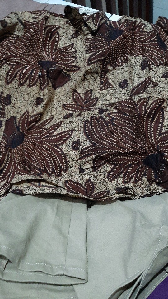 Batik Myrna - Kemeja Batik Lengan Pendek Baju Atasan Pria Motif Padi Fitri