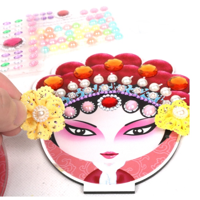 [ORGM] Mainan Edukasi DIY Dekorasi Cermin Motif Chinese Opera Set dengan Jepit dan Sisir