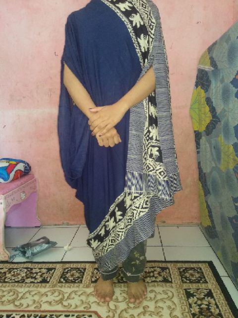 Kaftan Batik Asimetris Katun Paris Premium Warna  Polos Merah Hitam Ori Batik Solo By Zein