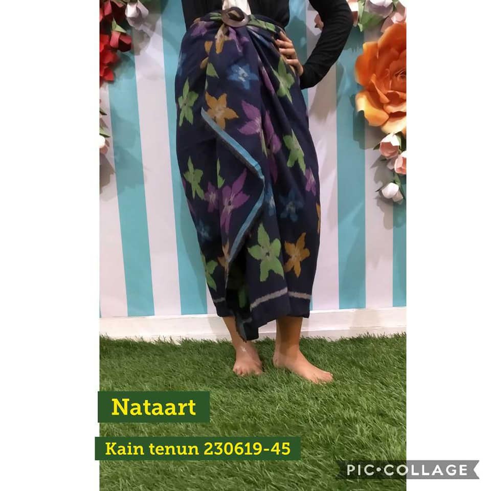 KAIN KATUN TENUN IKAT TROSO MOTIF BUNGA WARNA UNGU 230619-45