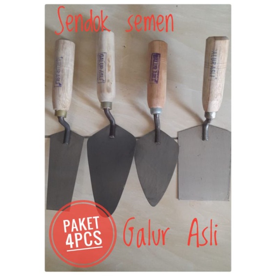 4pcs sendok semen tukang bangunan galur asli plat baja