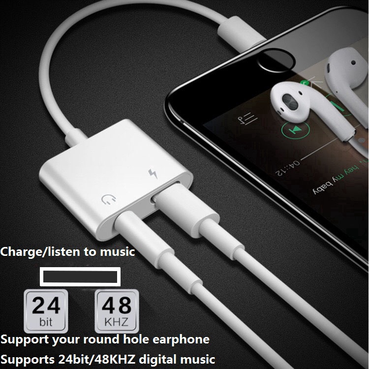 Adapter Charger Headset 2 In 1 Multifungsi Untuk iPhone