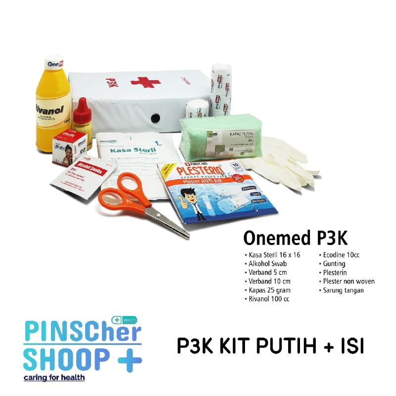 KOTAK P3K PUTIH + ISI FIRST AID BAG MOBIL