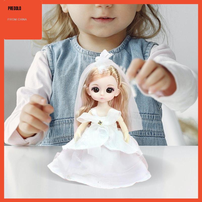 15cm BJD Doll 6inch 13 Jointed Accessories Long Hair Wedding Dress for Girls