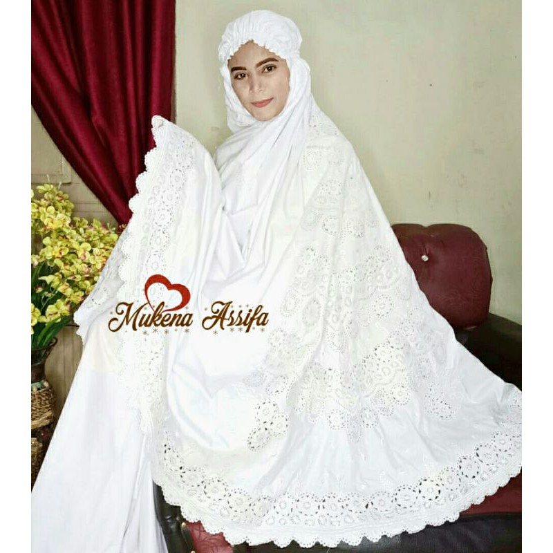 MUKENA PUTIH POLOS BORDIR PUNGGUNG MUKENA BORDIR PADANG BUKITTINGGI