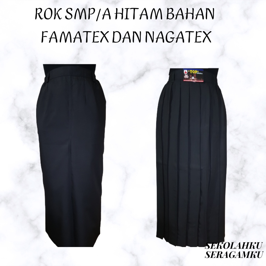 ROK SMP/SMA HITAM (REMPEL DAN BELAH 1) BAHAN FAMATEX DAN NAGATEX.