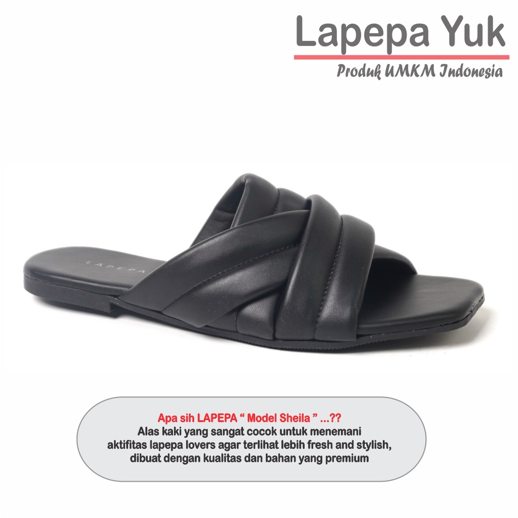 LAPEPA YUK - Sandal Wanita Teplek SHEILA ALL COLOR Sendal Cewek Flat Kasual Model Silang 3 Unik Size 36 37 38 39 40 Lucu Jalan Casual Santai Rumah Slop Warna Hitam Putih Sandals Pergi Selop Premium Original Kekinian Terbaru Shoes Mall Official Store