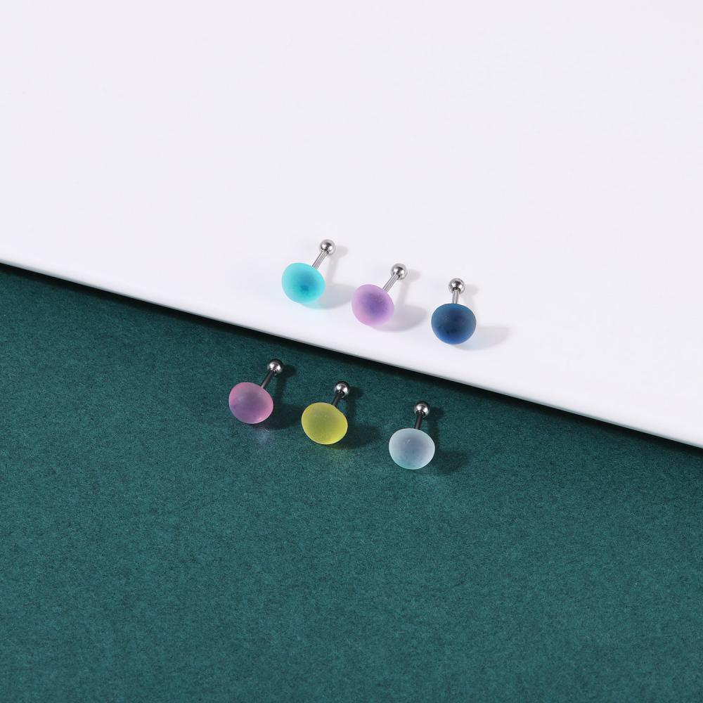 1pc Anting Stud Bentuk Hati Aksen Kristal Warna-Warni Bahan Stainless Steel