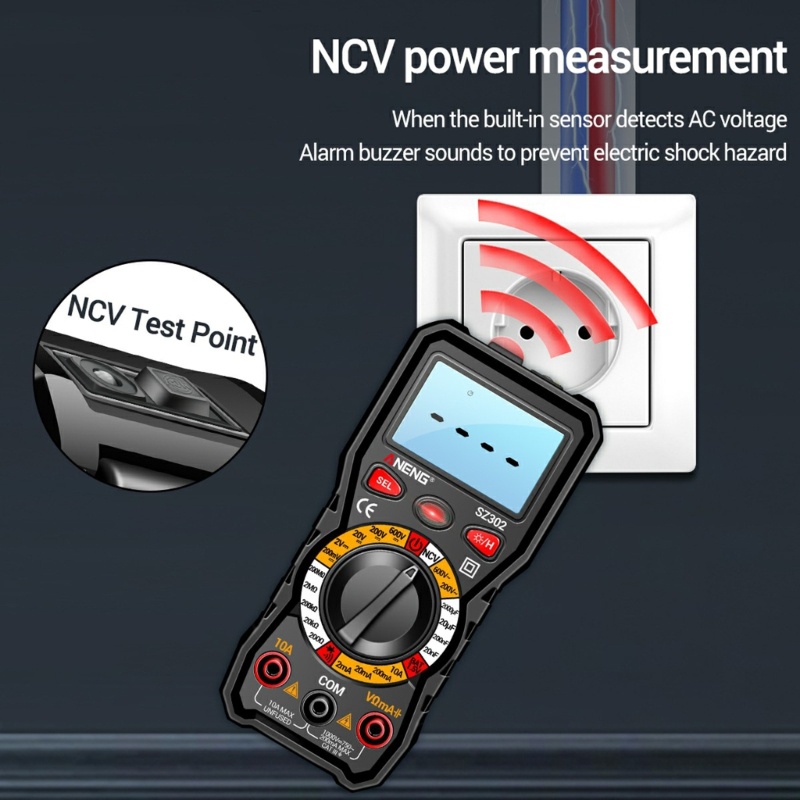 Multimeter Ohm Volt Meter Multi Tester Portabel Auto-Ranging Dengan Senter Belakang Anti Ledakan