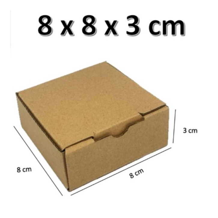 

KARDUS UK 8 X 8 X 3 DIE CUT KOTAK KUE SNACK AKSESORIS DLL MODEL BOX PIZZA