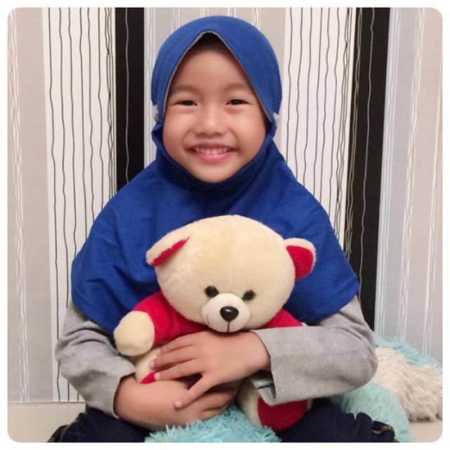 JILBAB ANAK INSTAN COTTON COMBED BY MAZAYA / BLUE SERIES