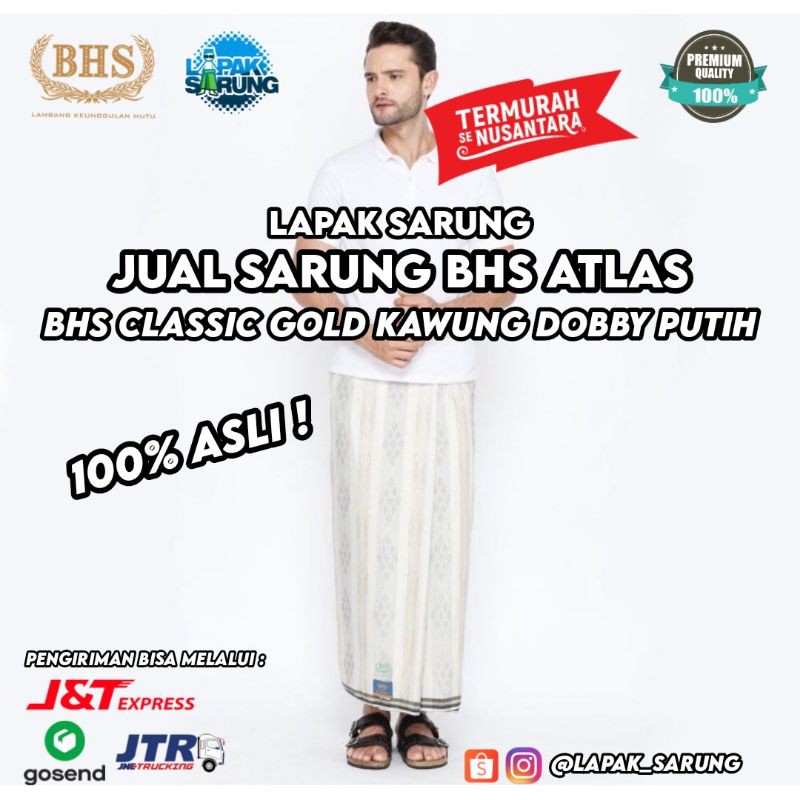 Sarung BHS Classic Gold KWG DBY Kawung Dobby 014 Putih Istimewa