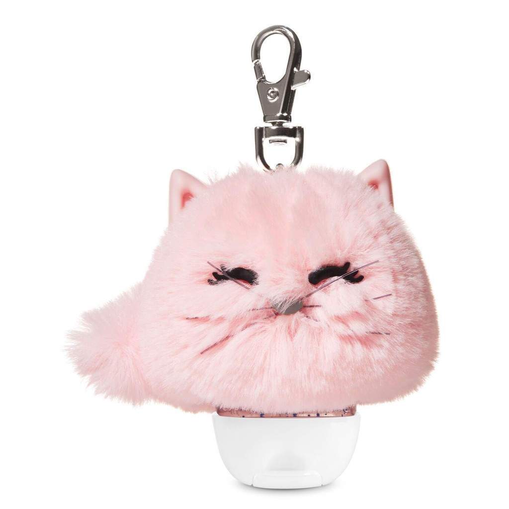 Pink Kitty Pom - Pocketbac Holder Bath &amp; Body Works BBW Kucing Bulu Gantungan Sanitizer