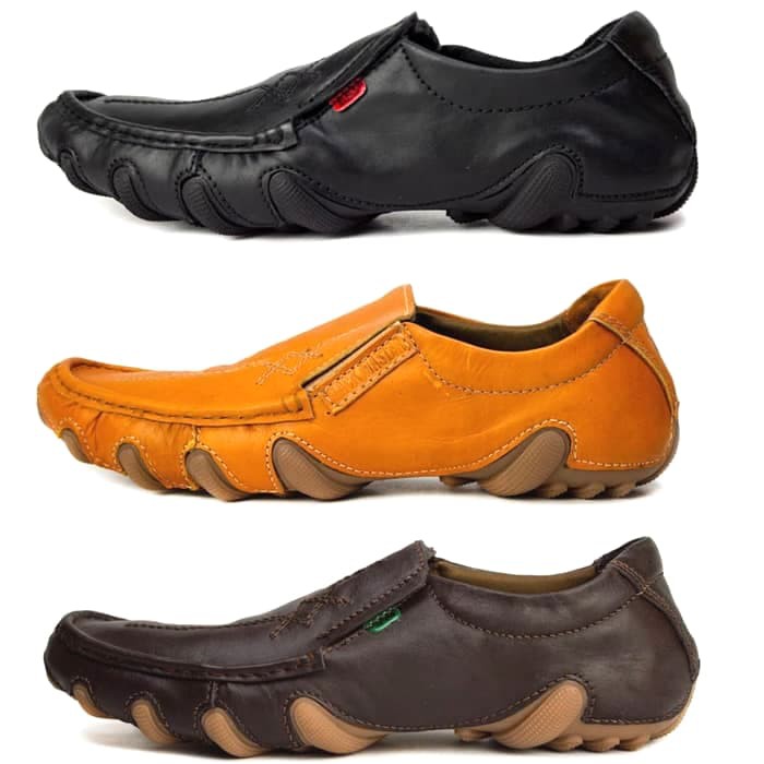 Promo TIMES NEW ROMAN x BLACKMASTER sepatu slip on slop kulit pria casual - Hitam, 39 Berkualitas