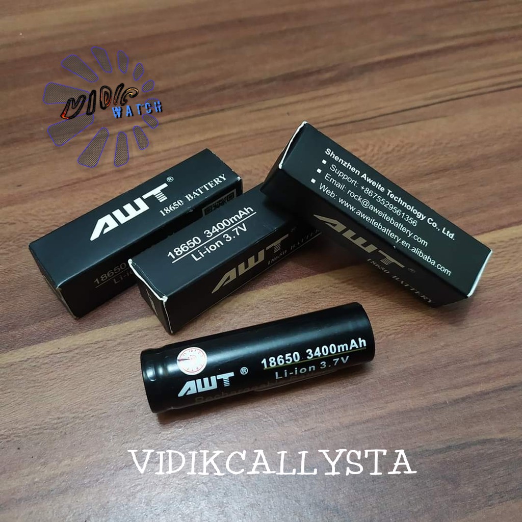 Baterai AWT Original 18650 3400mAh Rokok Electric batre Rokok Vape Electrik