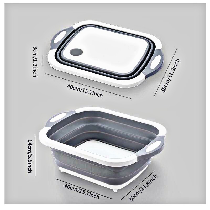 Talenan Lipat dan Baskom Multifungsi 3 In 1 Memotong Sayur /Keranjang Cuci Sayuran/ Baskom Penguras