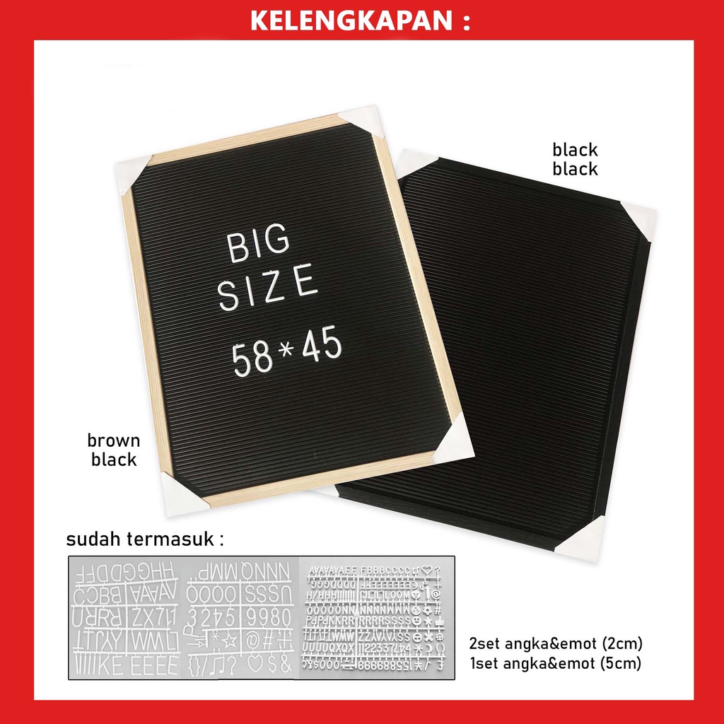 HOW.R.U | XL - Letter Board Sudah Include Huruf / Papan Meeting Kantor / Papan Menu / Properti Foto / Konten Medsos / Dekorasi Rumah Viral 58x45 cm