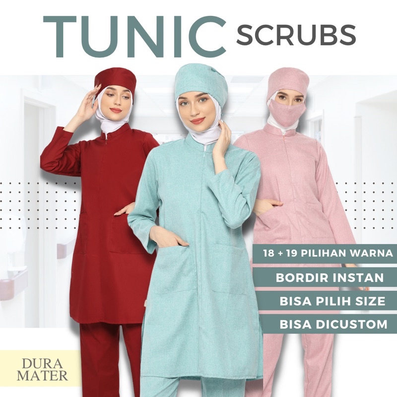 Tunic Scrubs Baju Jaga Twotone Busui Friendly Syari Muslimah Ukuran XXS hingga XXXXL