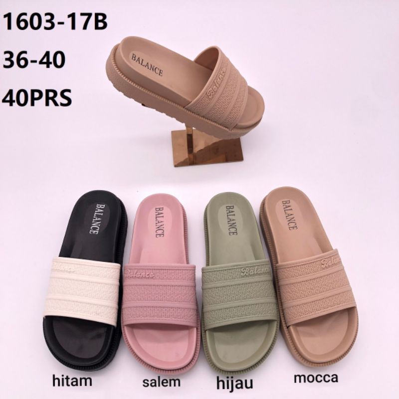 Sandal jelly wanita wedges 1603-55 motif kerut n GRS BLC
