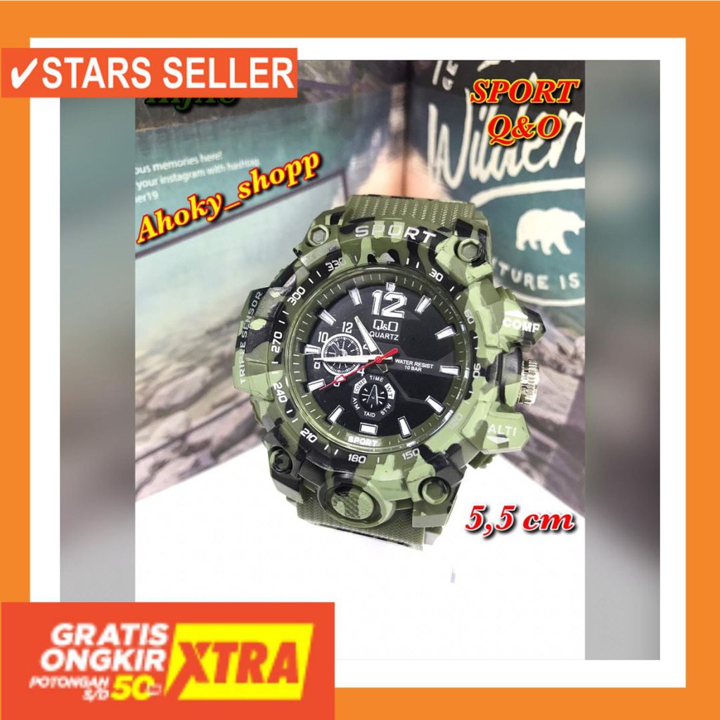 JAM TANGAN GROSIR MURAH LELAKI ANTI KARAT AIR LAKI / Jam tangan Pria sport Q&O army tali rubber QQ