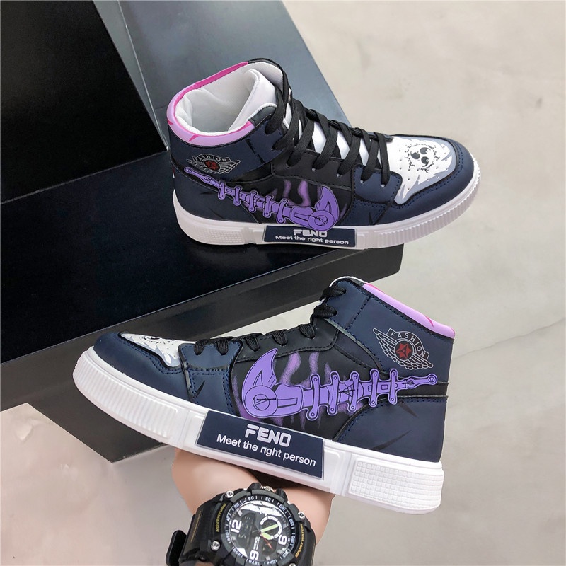 Terlaris Import Anime Sepatu Casual Santai Pria Naruto Uchiha Sasuke Cowok Running Lari Sneaker Kets Keren Nyaman 197