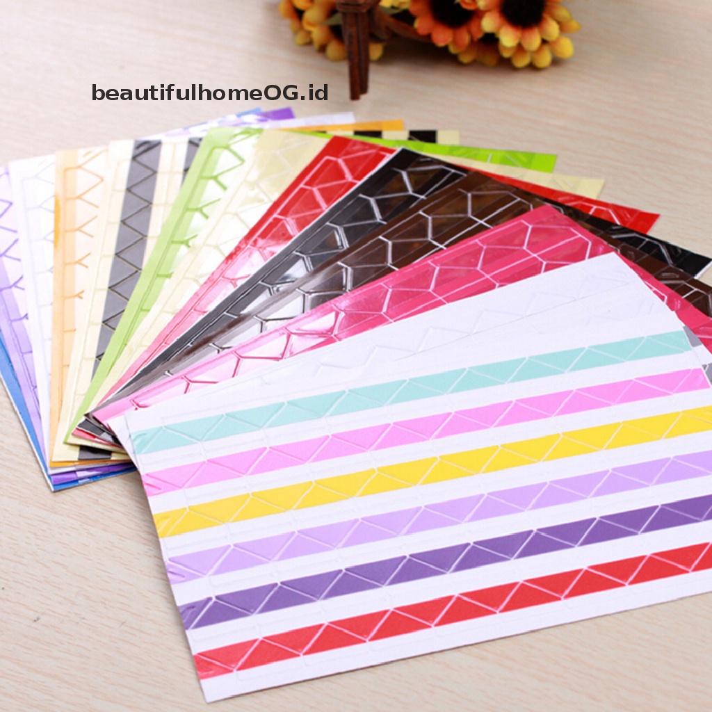 102pcs / 1 Lembar Stiker Sudut Foto Dengan Perekat Untuk scrapbook 1 Lembar / 102pcs Stiker Tape Sudut Foto Dengan Perekat Untuk Scrapbook / Album