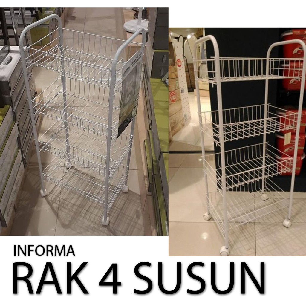 Rak 4 Tingkat RAK SERBAGUNA rak 4 susun INFORMA KERANJANG BUAH BERODA