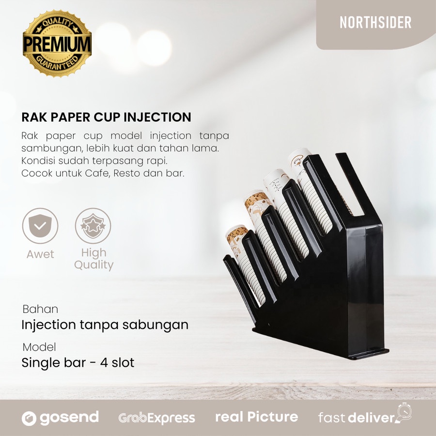 RAK RACK PAPER CUP KOPI ORGANIZER SINGLE BAR ISI 4 SLOT -CUP CONDIMENT