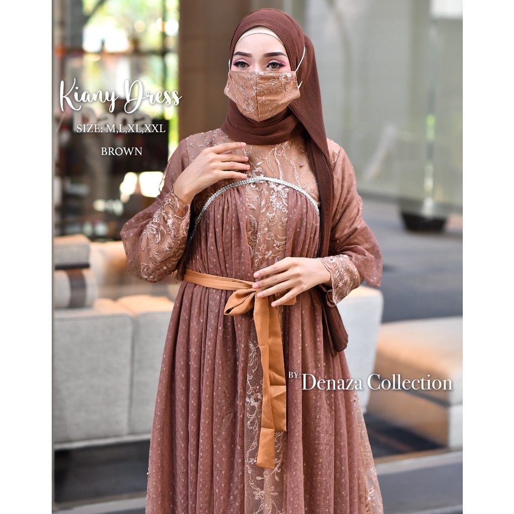 Kiany Dress / Kebaya Gamis Modern / Gamis Pesta Mewah / Dress Brukat Kondangan