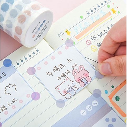 Morandi Dot Transparent Washi Tape - Stiker Tape Dot Untuk Bujo