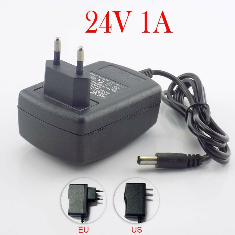 Power Supply Adaptor Adapter AC 220V Converter DC 24V 1A Switch 5.5x2.1mm LED Kabut