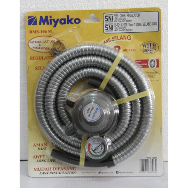 Paket Selang + Regulator Miyako RMS 106M - 106 M - RMS106M 1.8 meter Original SNI