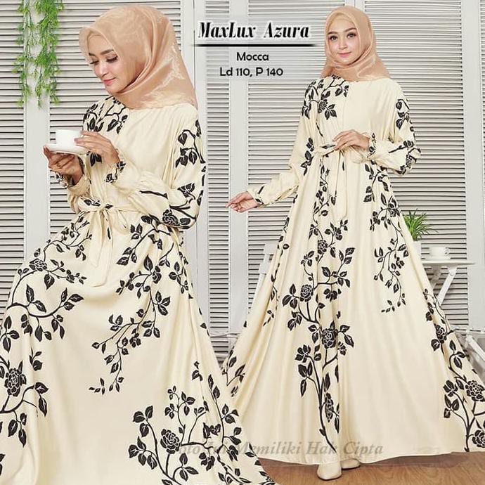BAJU GAMIS SYARI SYARII MUSLIM AZURA MOCCA MAXMARA PREMIUM