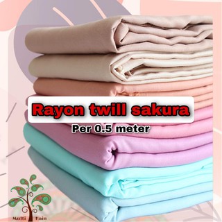 Multi kain rayon twill viscose sakura polos premium quality soft lembut tebal harga eceran Rp15.040