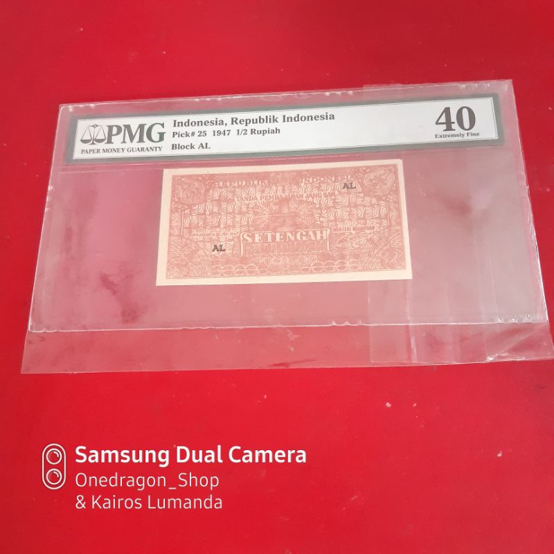 Uang Kertas Kuno 1/2 Rupiah Tahun 1947 PMG 40