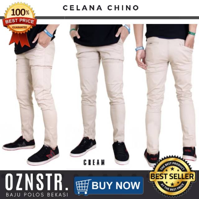 Celana Panjang Chino Pria Distro Premium Quality Murah - Cream mocha khaki