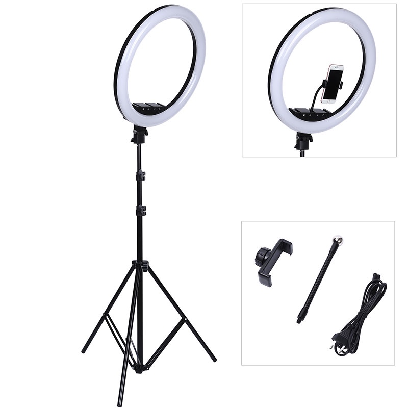 TaffSTUDIO Lampu Halo Ring Light LED Kamera DSLR Smartphone 48W 480 LED 18 Inch - LF-480C - White