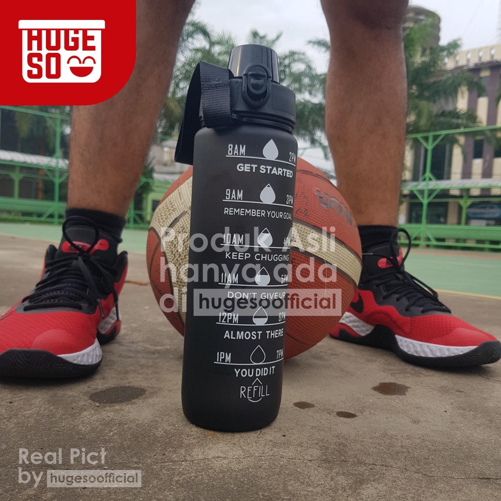 HUGESO Botol Minum Tumbler Unik Motivasi 1L 1000ML Gradasi Gradient