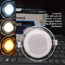 Lampu LED Downlight 3 Warna 6Watt Tanam Plafon Super Terang Ib Panel 6w Dekorasi Plapon 220v Warm