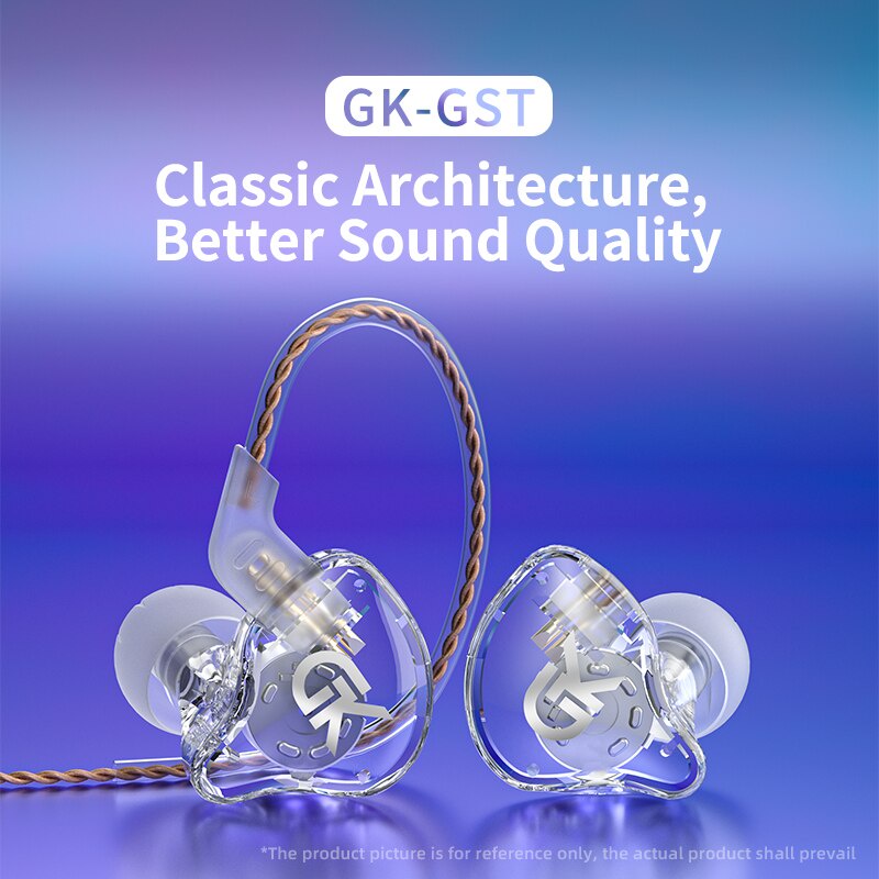 GK GST Headset 1BA+1DD Drivers Hybrid HiFi Bass Earbuds Wired Headphones In-Ear Monitor Noise Cancelling Game Sport Earphones