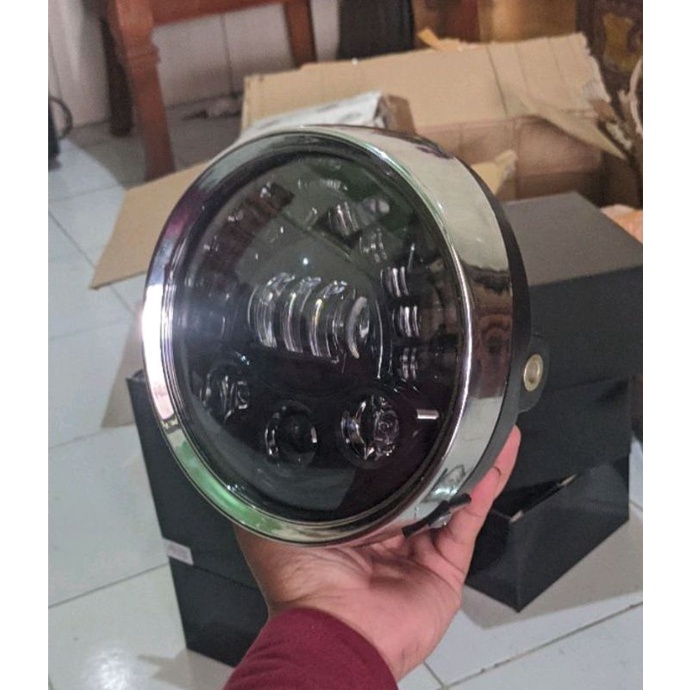 lampu daymaker 7 inch set batok + ring tiger revo original baru