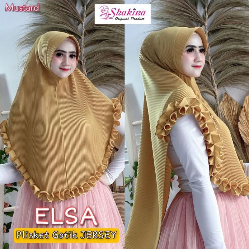 Jilbab Maryam Plisket Elsa Rempel Simpel Original Shakina-Mustard