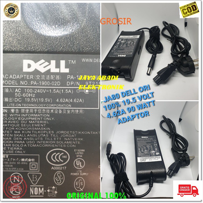 J80 ORIGINAL DELL 19.5V 4.62A 90 WATT W ADAPTOR LAPTOP CAS CASAN CHARGER KOMPUTER POWER ADAPTER PC CPU ELEKTRONIK FAST CHARGING CHARGE J80  watt w adaptor DEL Laptop cas casan charger komputer power adapter pc cpu elektronik travel batok fast charging ac