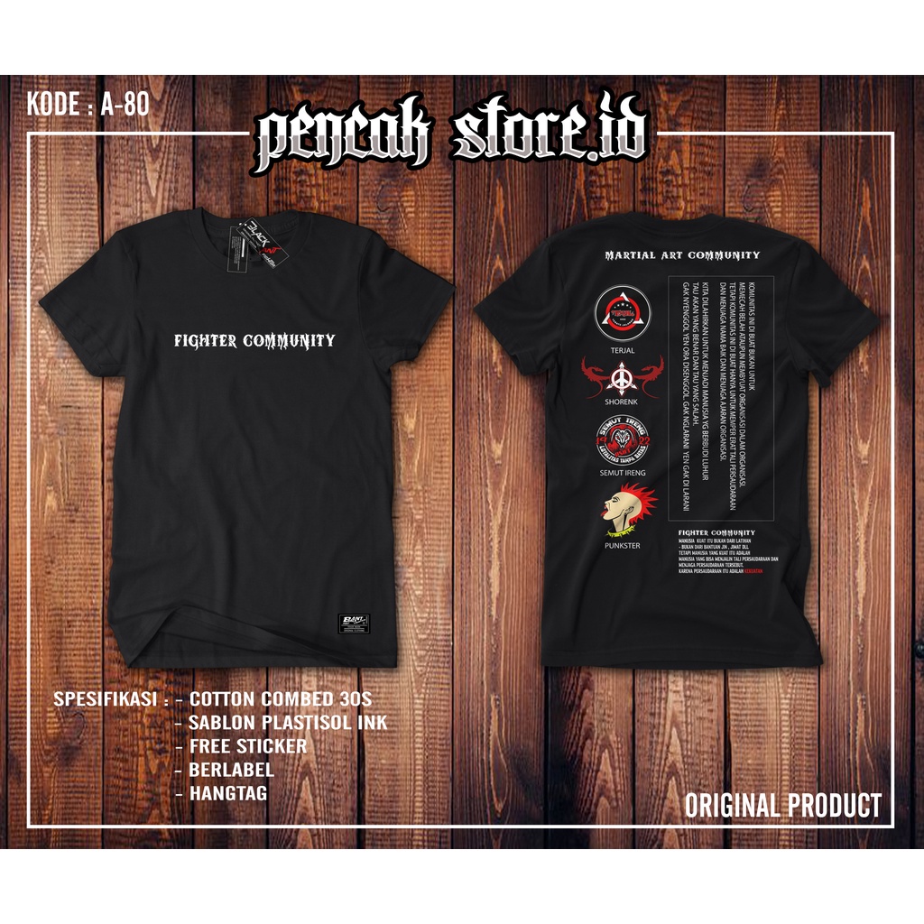 KAOS PSHT SHORENK TERJAL SEMUT IRENG PUNKSTER (simple distro) murah original free sticker