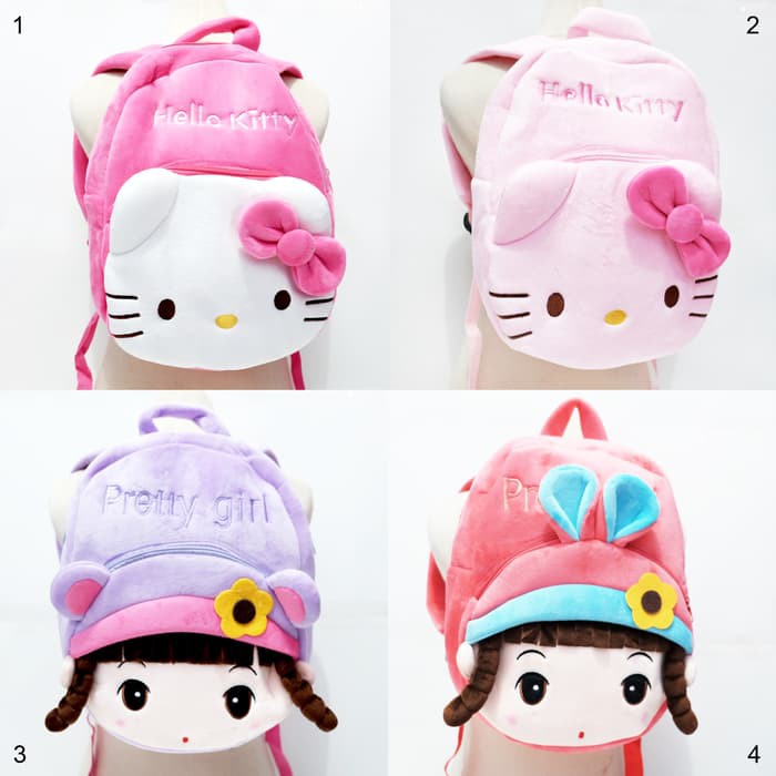 tas ransel sekolah Anak TK SD Boneka hello kity kitty pretty Korea import anak perempuan kids baby