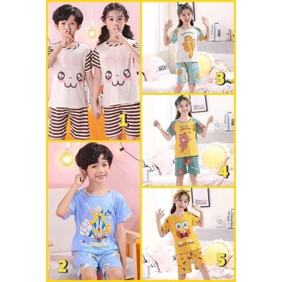 Setelan Kaos Anak/Kaos Setelan Unisex Anak/Piyama Anak import Motif Kartun