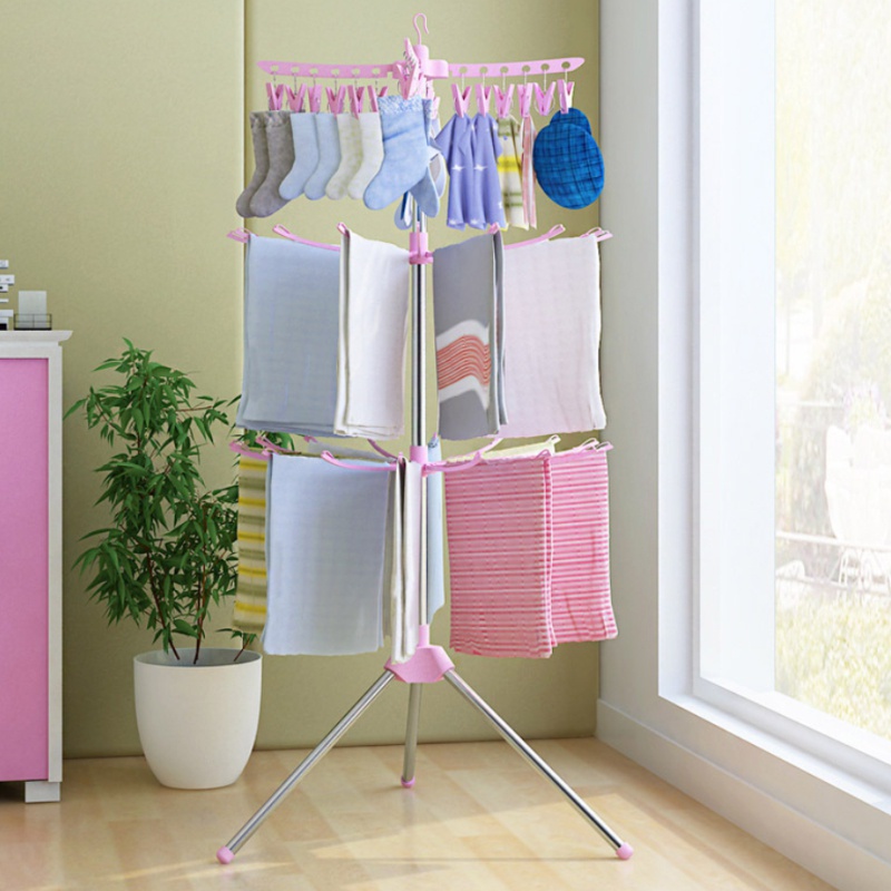 Tempat Jemuran Gantungan Bayi Jepitan Baju Pakaian Bayi Baby Anak Portable Menara Lipat Stainless Worldhome66