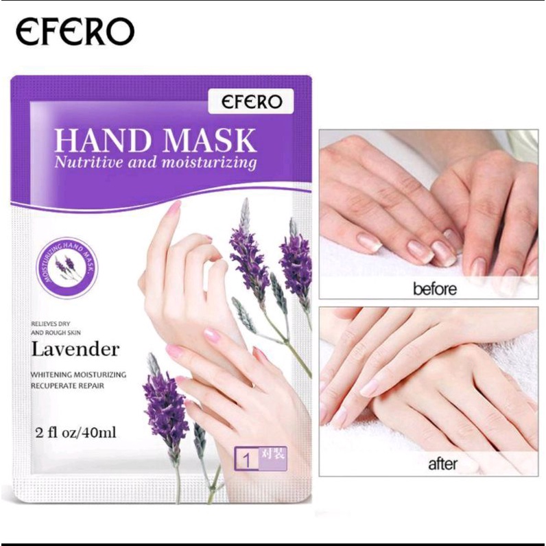 Efero Hand Mask Lavender 1 pasang - Masker Tangan - Nutritive and moisturizing