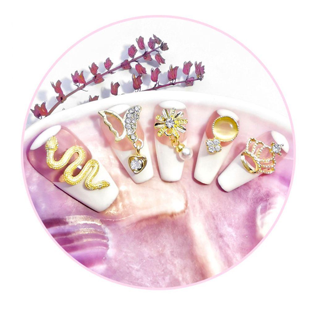 Agustina 3D Nail Art Dekorasi Mewah Perak/Emas Glitter Kuku Liontin Alloy Ular DIY Manicure Aksesoris