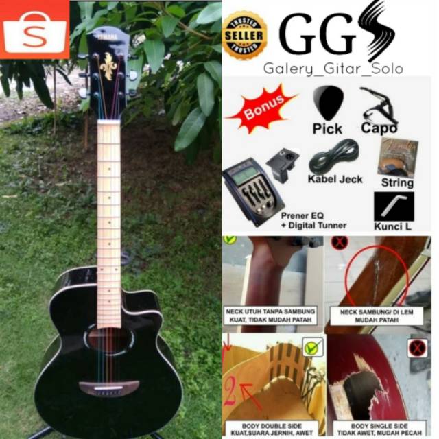(Paket Komplit) Gitar akustik elektrik model Yamaha apx 500ii custom tremurah